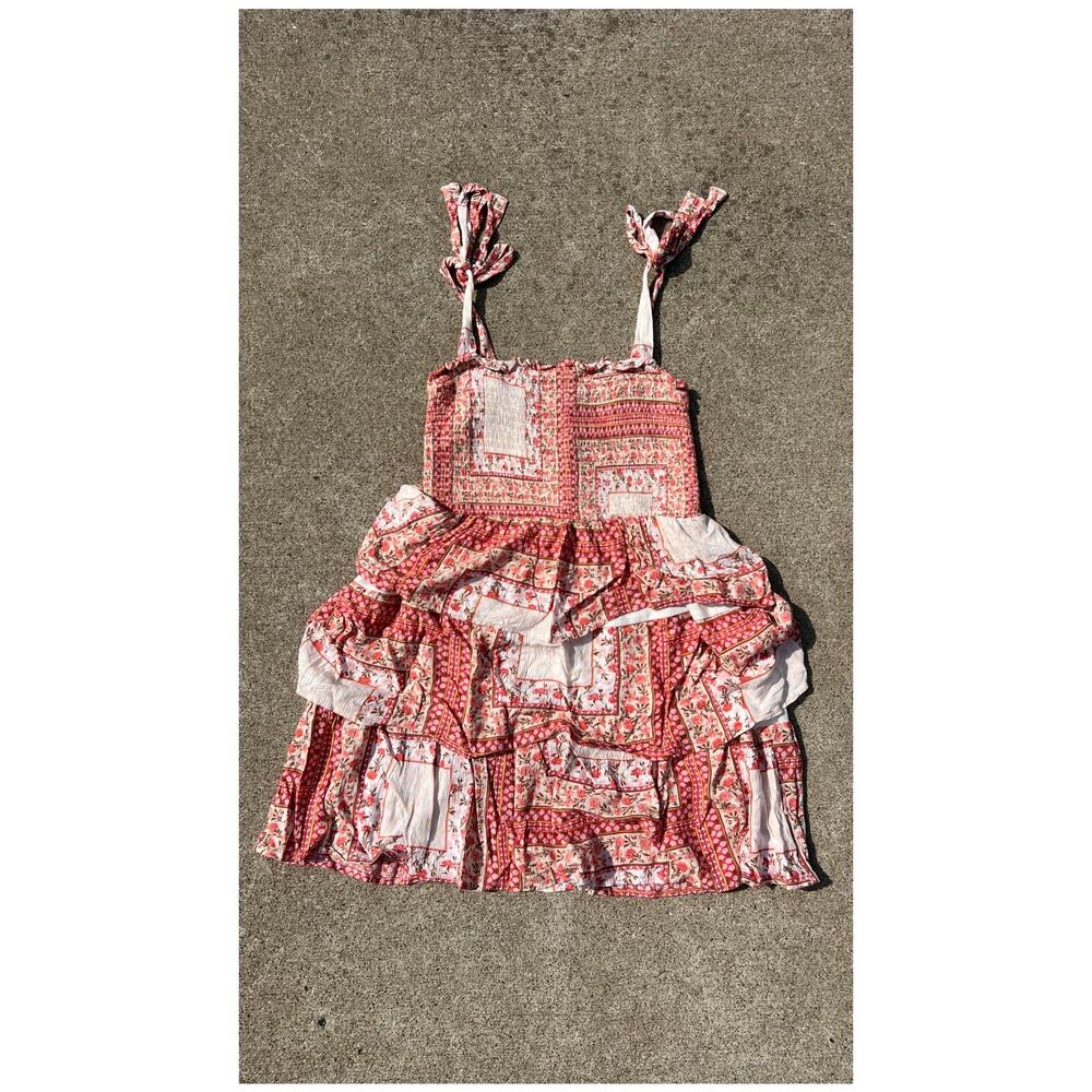 American Eagle Smocked Patchwork Mini Dress S Boho Cottagecore‎ Festival Summer